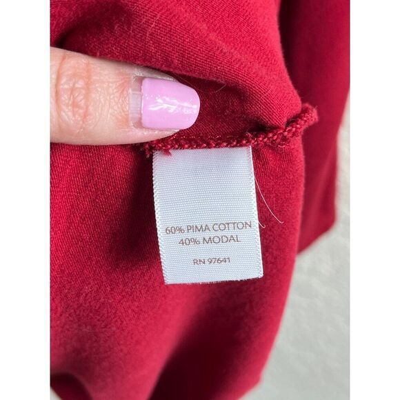 J. Jill Pure Jill Shirred Back V-Neck Long Sleeved Tunic XL Red Modal Blend FLAW - Picture 5 of 7